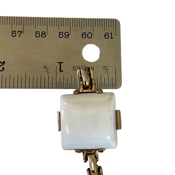 Vintage MCM 60s White Square Gold Tone Link Bracelet - Picture 8 of 10